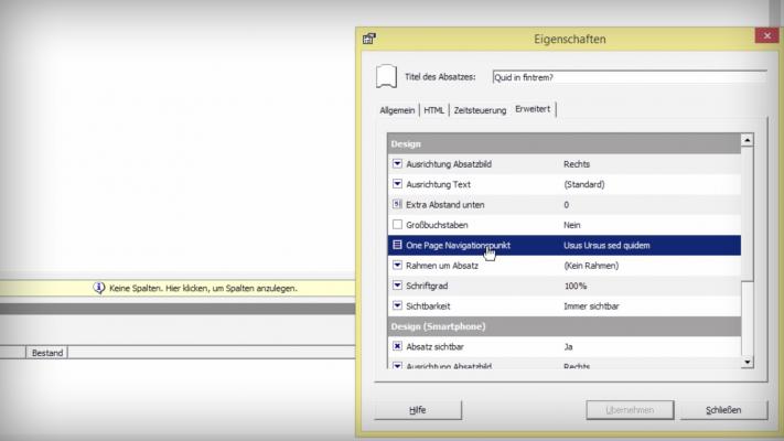 Start-Bild Tutorial-Video Responsives Onepage Design
